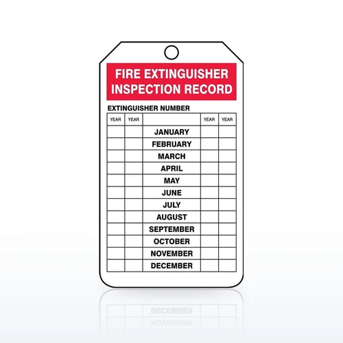 Accuform TRS217 Safety Tags, Fire Extinguisher Monthly Inspection Record Tag