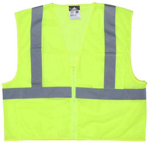 MCR Safety Luminator CL2MLP Hi-Vis Vests, Hi-Vis Lime Safety Vest