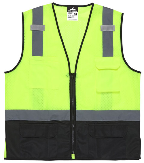 MCR Safety Luminator CL2MLSZ Hi-Vis Vests, Hi-Vis Lime Safety Vest