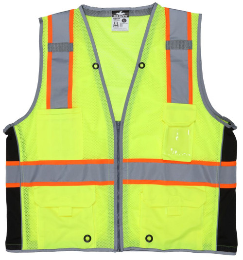 MCR Safety Hi-Vis Reflective Lime Safety Vest, Trimmed with Silver Reflective Material - SURVCL2L
