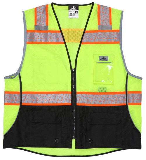 MCR Safety Luminator SURVCL2LS Hi-Vis Vests, Hi-Vis Reflective Lime Safety Vest