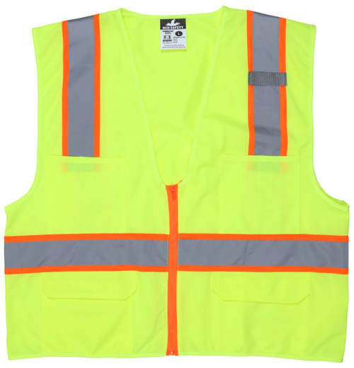 MCR Safety Luminator SURVL Hi-Vis Vests, Hi-Vis Reflective Lime Safety Vest