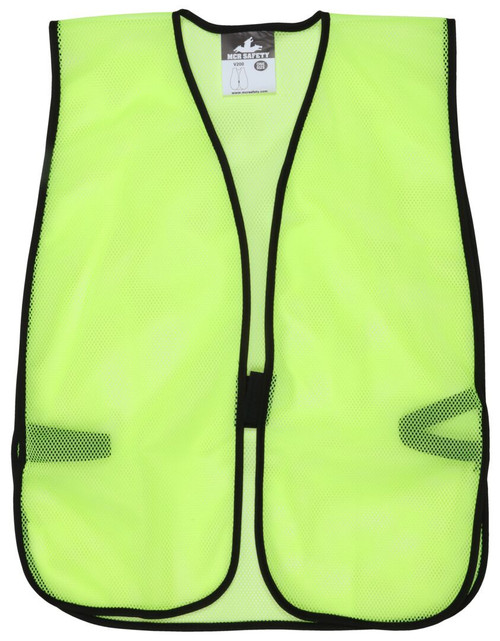 MCR Safety General Purpose V200 Hi-Vis Vests, Lime Yellow Mesh Safety Vest