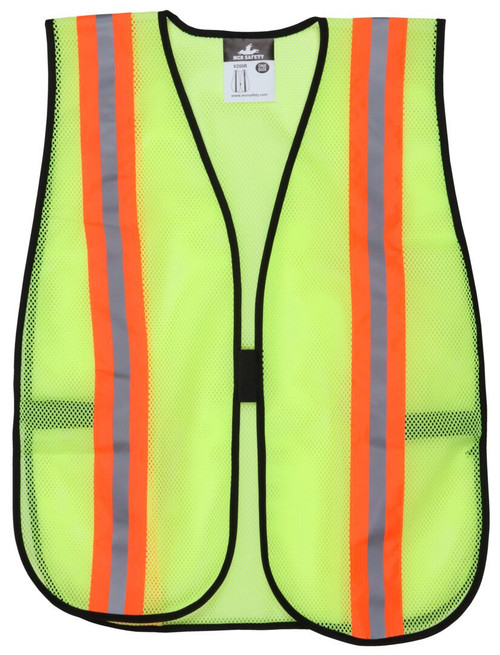 MCR Safety General Purpose V200R Hi-Vis Vests, Fluorescent Lime Mesh Safety Vest