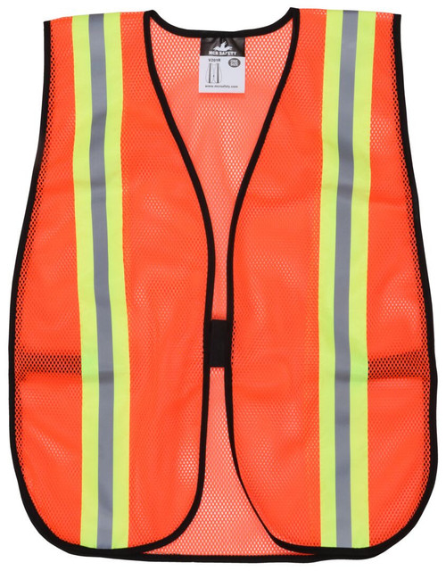 MCR Safety General Purpose V201R Hi-Vis Vests, Fluorescent Orange Mesh Safety