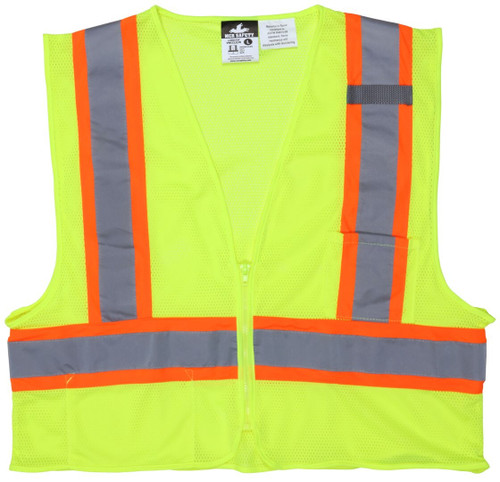 MCR Safety Luminator VWCCL2LFR Hi-Vis Vests, Hi-Vis Reflective Lime Safety Vest