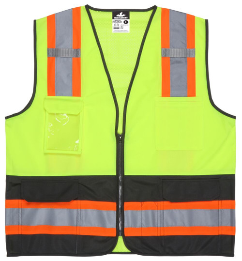 MCR Safety Luminator WCCL2MLSZ Hi-Vis Vests, Hi-Vis Lime Black Reflective Safety