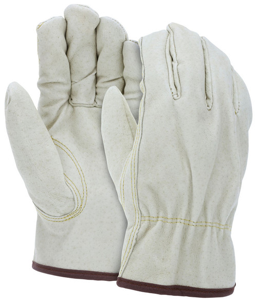 MCR Safety Leather Drivers Work Gloves, Competitive Value (CV) C+ Grade Grain Pigskin Leather - 3451
