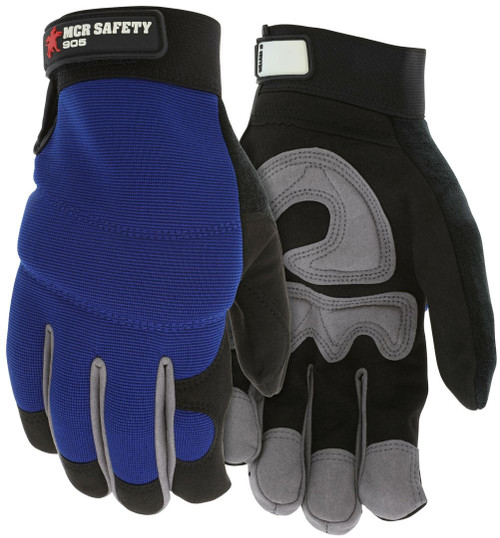 MCR Safety Mechanics Gloves, Synthetic Leather Palm - 905