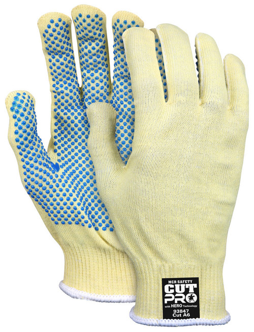 MCR Safety CutPro 93847 Cut Resistant Gloves, ANSI A6, PVC Coated