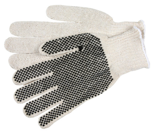 MCR Safety 9657 Cotton Canvas Gloves, PVC Coated, Cotton String Knit Work Gloves
