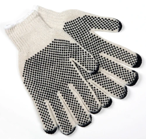 MCR Safety 9667 Cotton Canvas Gloves, PVC Coated, Cotton String Knit Work Gloves