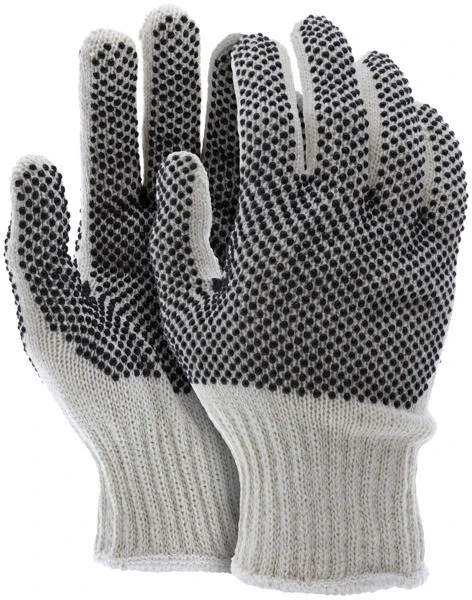 MCR Safety 9668 Cotton Canvas Gloves, PVC Coated, Cotton String Knit Work Gloves