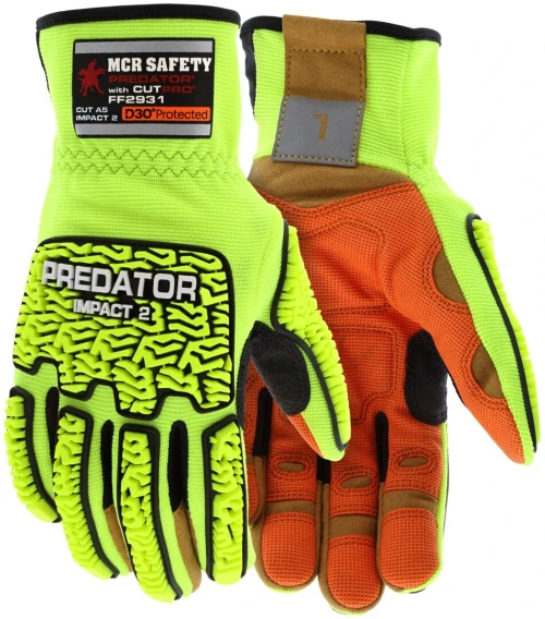 MCR Safety ForceFlex Mechanics FF2931 Predator Mechanics Work Gloves, ANSI A5