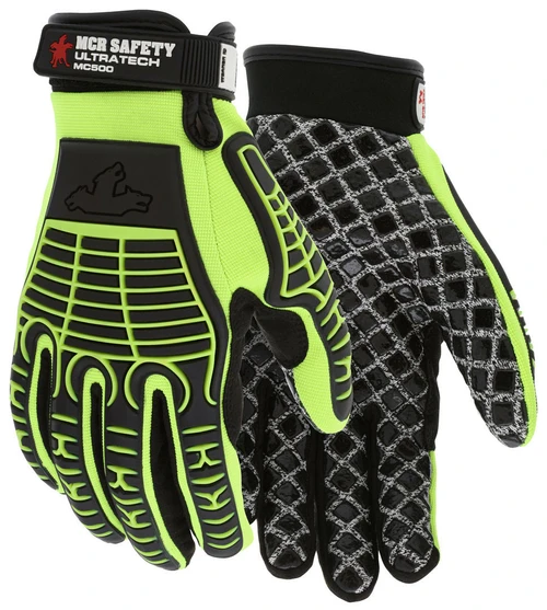 MCR Safety UltraTech® Mechanics Gloves, Hi-Visibility Cut and Abrasion Resistant Gloves - MC500