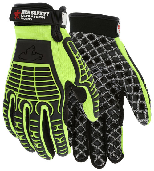 MCR Safety UltraTech Mechanics MC500 Gloves, ANSI A4, Silicone Coated