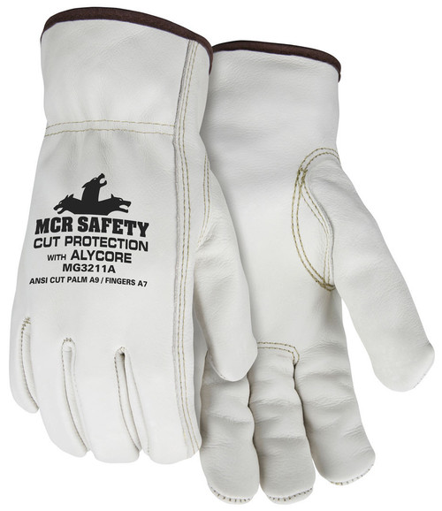 MCR Safety MG3211A Leather Drivers Cut Resistant Work Gloves, ANSI A9