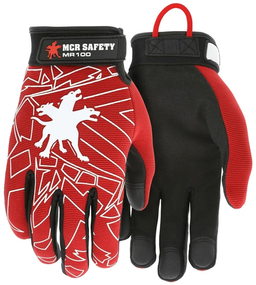 MCR Safety MR100 Mechanics Gloves, Black Synthetic Leather Palm and Fingers