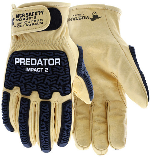 MCR Safety Predator® Mechanics Gloves, Grain Goatskin Leather - PD43612