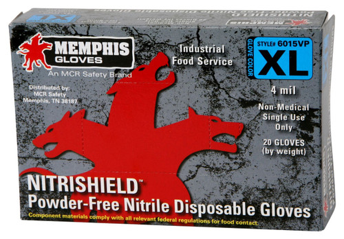 MCR Safety NitriShield VP6015 Gloves, 4 mil Powder Free Disposable Nitrile