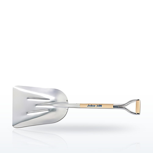 Aluminum Scoop, 20 in L x 15-1/4 in W blade, 27 in White Ash D-Grip Handle