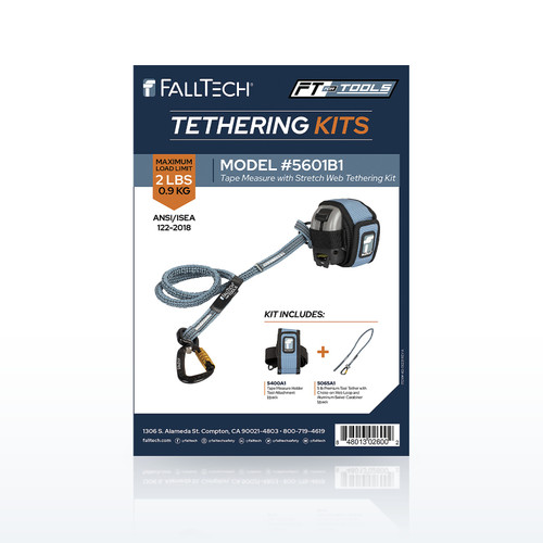 FallTech 5601B1 Tool Tethering Kit, 2 lb, Tape Measure with Stretch Web Tether
