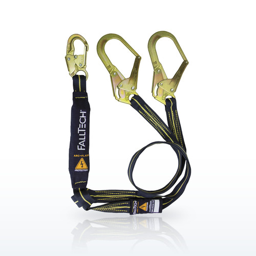 FallTech 8242Y3AF 6' Arc Flash Energy Absorbing Lanyard, Double-leg