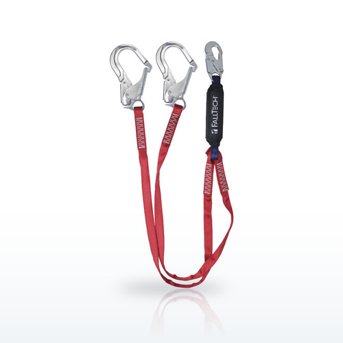 FallTech 8247BY3A 6' Ironman 12' free fall Energy Absorbing Lanyard, Double-leg