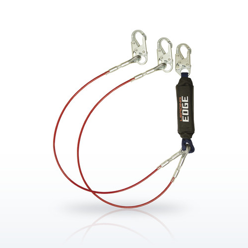 FallTech 8354LEY 6' Leading Edge Cable Energy Absorbing Lanyard, Double-leg