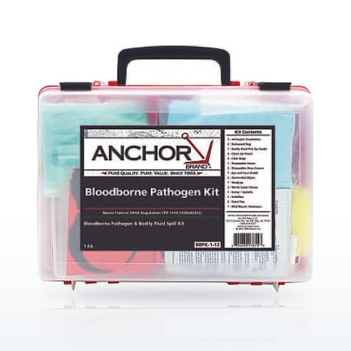 Anchor Brand Bloodborne Pathogen Kit, Blood Spill Clean-up, Plastic Case