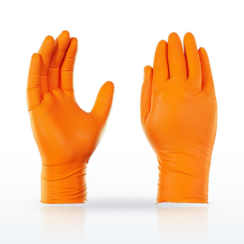 AMMEX Gloveworks HD Orange Nitrile Disposable Gloves - 8 Mil, 100/Box