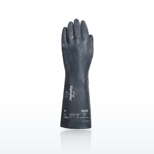 Ansell AlphaTec 53-002 Neoprene Laminate Chemical Gloves, 17 mil