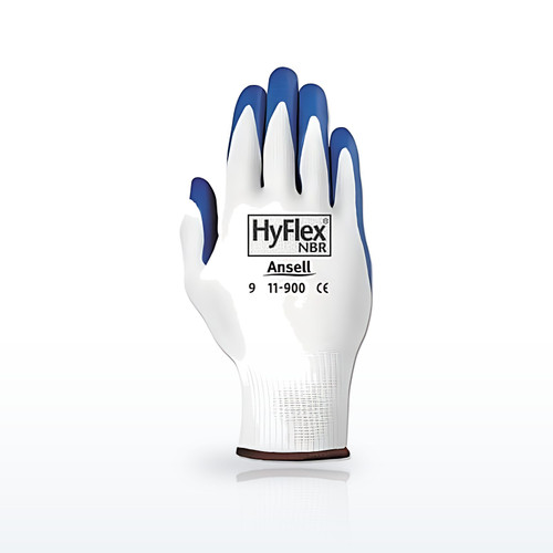 HyFlex 103351 Nitrile (NBR) Coated Gloves, Size 10, Blue/White