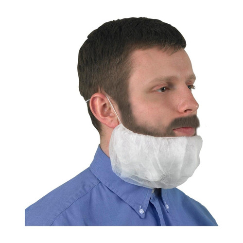 Ansell 66815 Head & Face Covers, KleenGuard A10 Light Duty Beard Cover, White