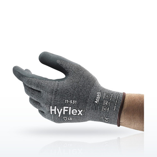 Ansell 11531110 HyFlex Foam Nitrile Cut Resistant Gloves, ANSI A2