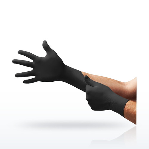 Ansell N64 Microflex Onyx Black Nitrile Disposable Gloves, 5.1 mil, Box of 100