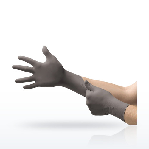 Ansell 93250080 TouchNTuff Gray Nitrile Disposable Gloves, 5.1 mil, M