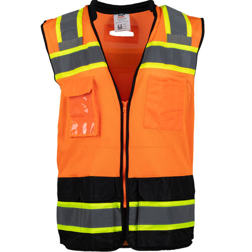 PIP 302-0660D Hi-Vis Vests, ANSI Type R Class 2 Black Bottom Mesh Vest