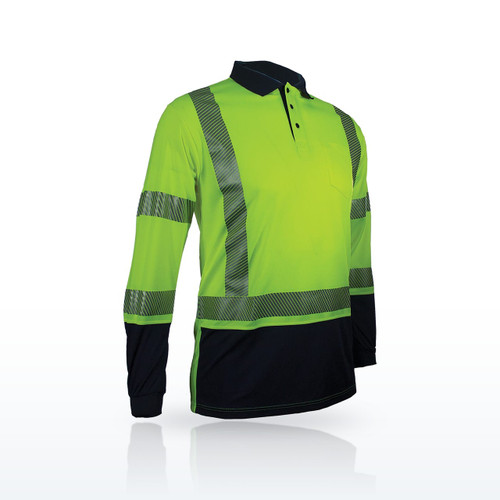ANSI Type R Class 3 Long Sleeve Polo Shirt with Navy Bottom, 316CT