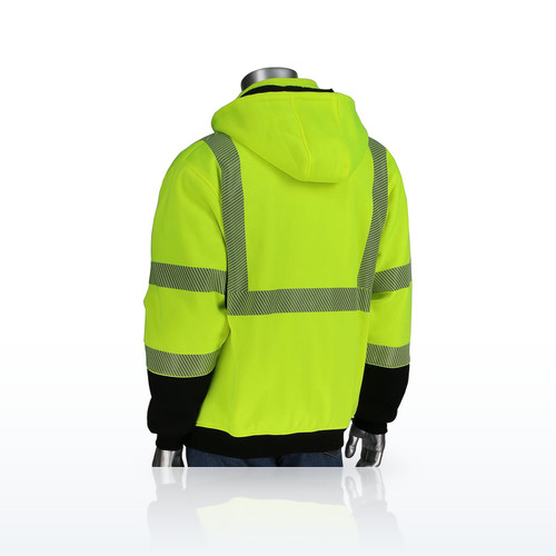 ANSI Type R Class 3 Reversible Full Zip Hooded Sweatshirt with Black Bottom