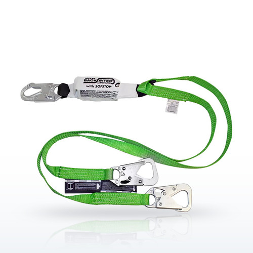 BackBiter® Tie-Back Double Leg Web Lanyard with SofStop® Double Energy Absorber
