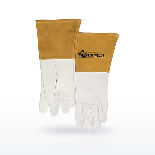 Best Welds 120TIG Capeskin Welding Gloves, White/Tan, 4 Inch Cuff