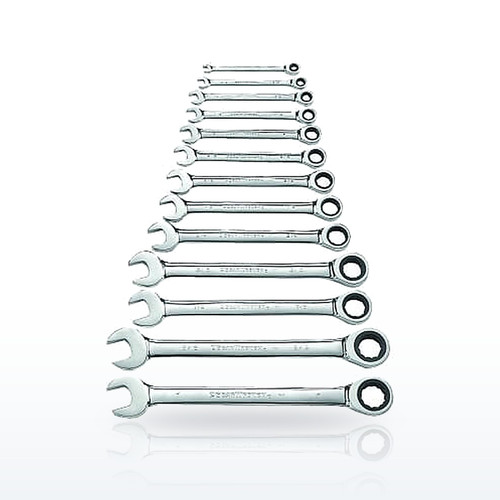 13 Pc Combination Ratcheting Wrench Set, Inch