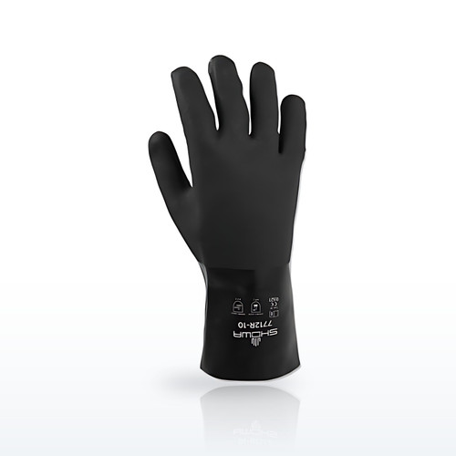 SHOWA 7712R10 Black Knight PVC Gloves, Large, Black