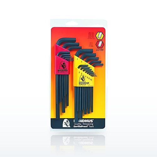 Bondhus 22199 Hex Key Sets, Hex L-Wrench Combination Set, 22 per Set