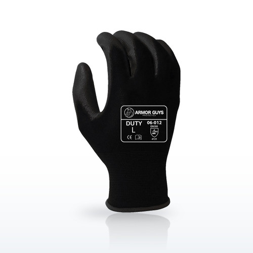 13g Black Nylon Glove Liner, Black Polyurethane Palm Coating