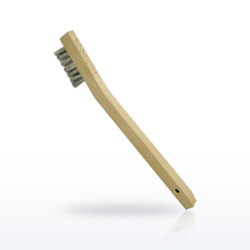 Chipping Hammer Brush, 3 x 7 Rows, Stainless Steel Wire, Bent Wood Handle