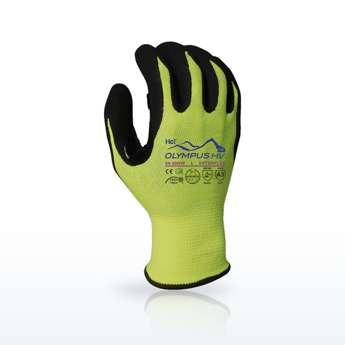 13g ExtraFlex Cut Resistant Hi-Vis Yellow Glove Liner, Nitrile Palm, ANSI A3