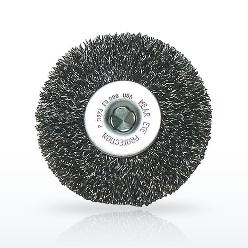 Crimped Wheel Brush, 3 in D x 1/2 in W, 0.014 in, Stainless Steel