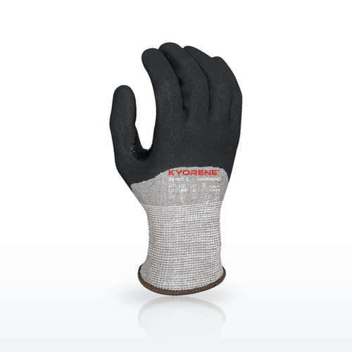 13g Gray Kyorene Glove Liner with Black Micro Foam Nitrile 3/4 Coating, ANSI A6